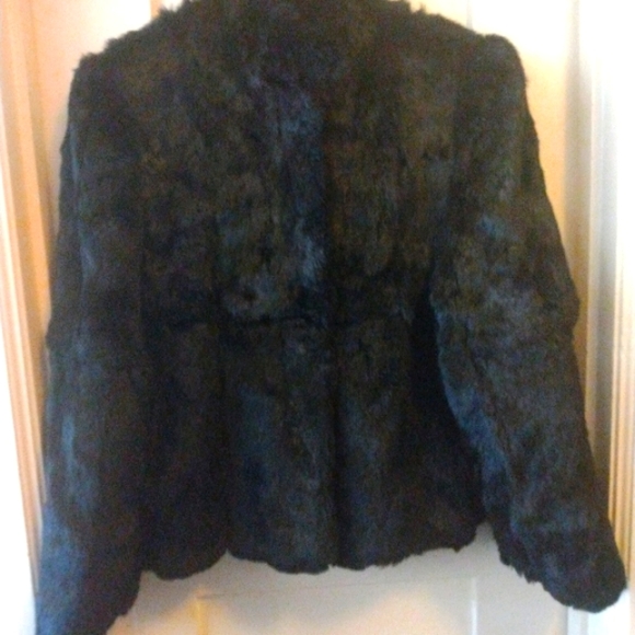 Black Authentic Rabbit Fur Bomber - Picture 3 of 4